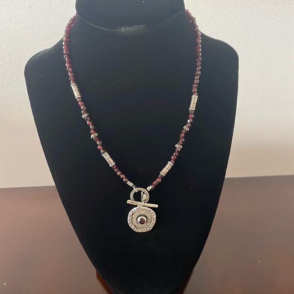 New Silver and Garnets Toggle Necklace